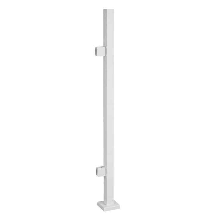 Startovací sloupek 100 cm pro skleněné zábradlí 40x40 Bílý 2 držáky Loft