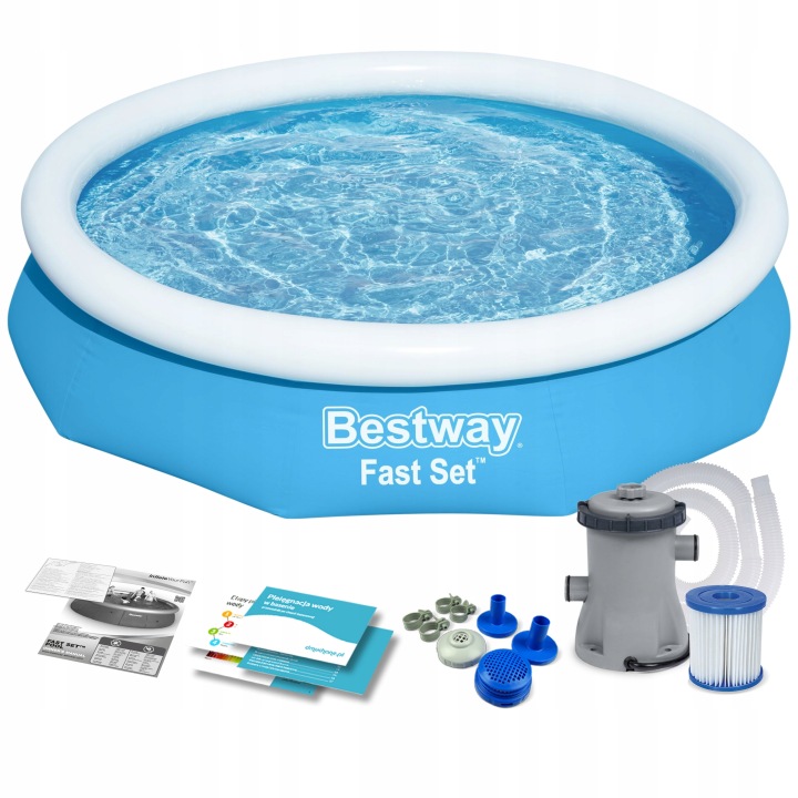 BASEN садовий надувний наливний насос фільтр BESTWAY 305 x 66 великий набір — фото 4