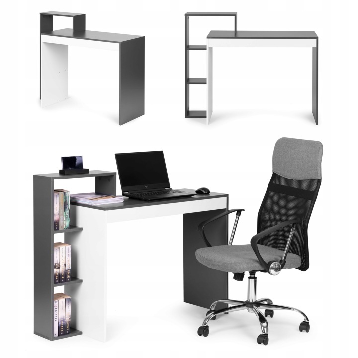 ModernHome CHDK07 Počítačový stůl se čtyřmi policemi 110 x 40 cm, šedobílý