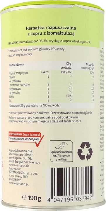 BABYDREAM чай розчинний з кропу з ізомальтулозою 190 г по 4 місяця — фото 3