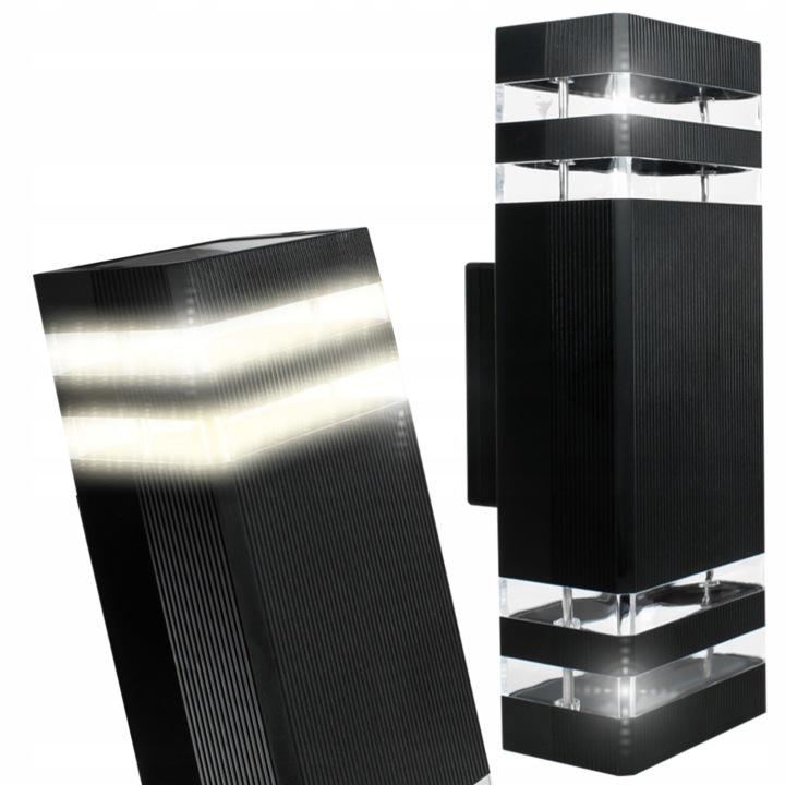 Dekorativní venkovní lampa na fasádu, na stěnu, nástěnné svítidlo, hliník, horní/dolní část