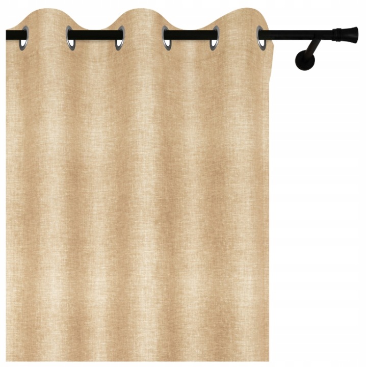 Závěs Na Kolečkách 140x250 S Lněným Vzorem Béžová Hotové Záclony