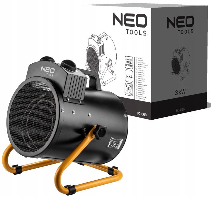 Elektrický ohřívač 3 kW regulace nastavení topného tělesa nerez Neo