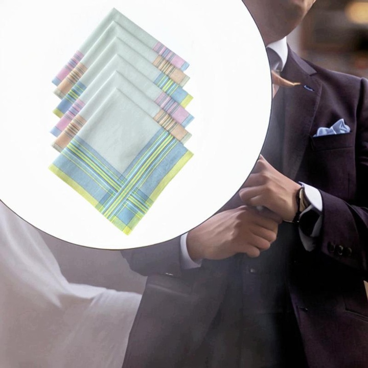 "6 Елементів Для чоловіків Square Бавовна Pocket Хустинки, Хустинки для Wedding"