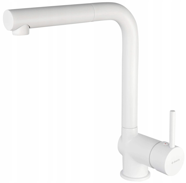 Elegantní kuchyňská baterie s výsuvným výtokem, mosaz bianco, 307 mm