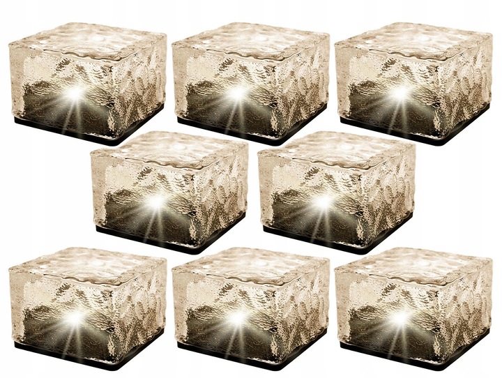 8 x Solární Lampa Zahradní Ledová Kostka 7 cm Nájezdová solární Led lampa Nw