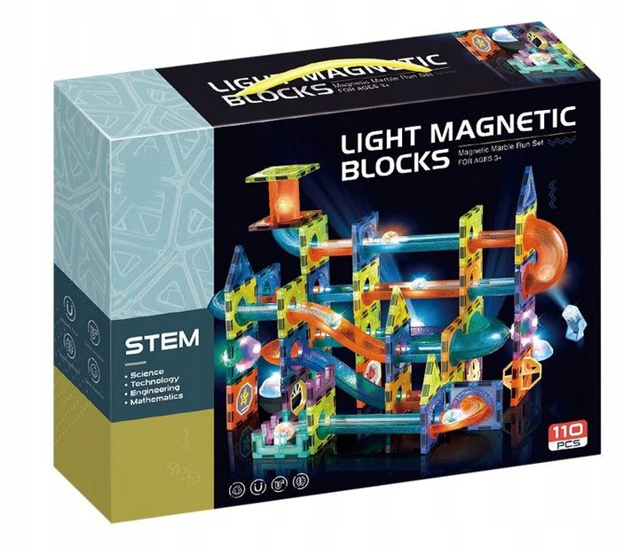 MAGNETIC BUILDING BLOCKS GLOWING TRACK 110e Kid's age 3+ years