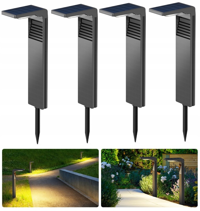 4 Ks Solární Lampa Led Zahradní Sloupek Zapichovací Špíz Senzor Soumraku