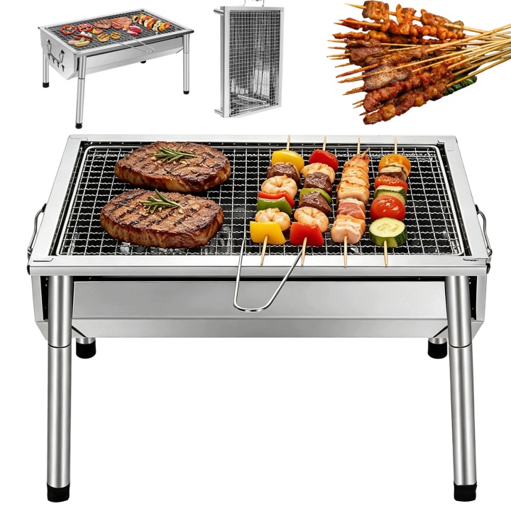 Zahradní Gril Na Uhlí Turistický Přenosný Skládací Kufr Bbq Příslušenství