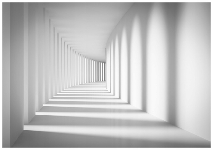 Vliesová fototapeta Tunel Perspektiva Minimalismus Bílá 254x184 lepidlo