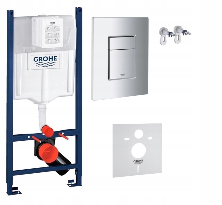 Podomítkový Wc set Stelaz Grohe stříbrný knoflík