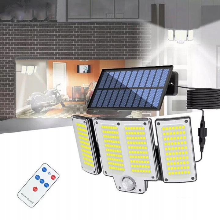 Solární Lampa Halogenový Senzor Pohybu Soumraku 280 Led Pro Zahradu Do Garáže