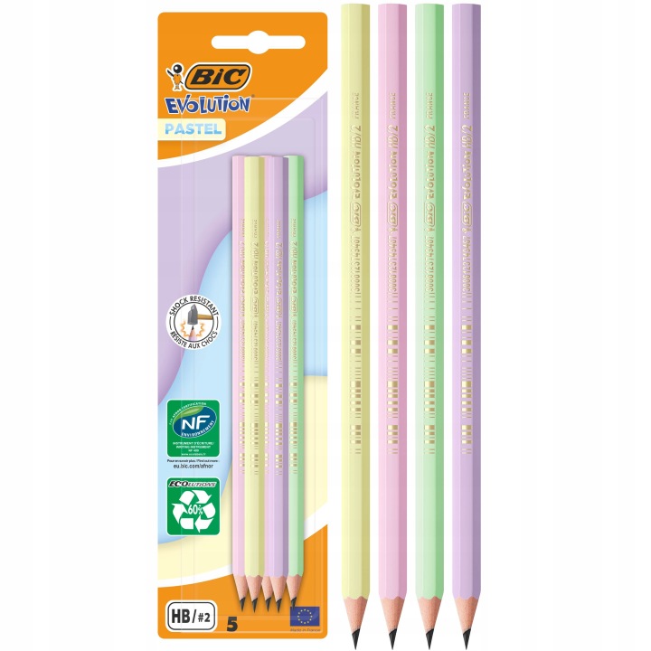 BIC EVOLUTION PASTEL HB олівець неламкий міцний упаковка 5 шт. колір