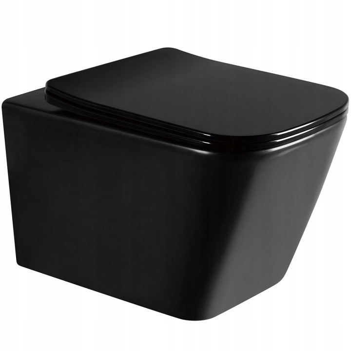 Wc mísa Rea Julio Black Mat Slim Rimless závěsná bez límce 35,5 cm