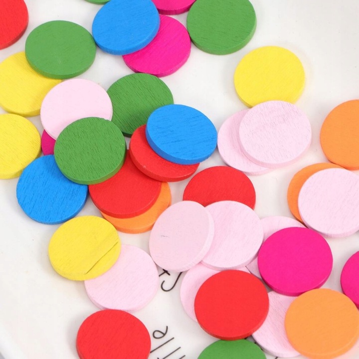 200 шт. Міцний Wood Learning Іграшка Різнокольоровий Round Discs — фото 4