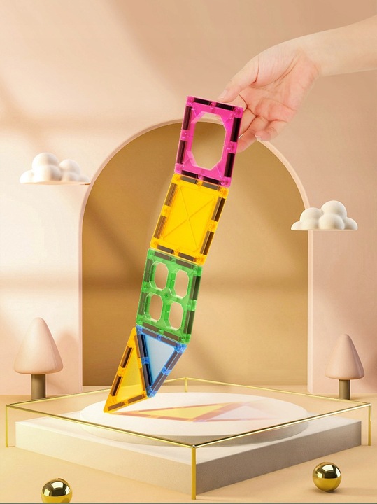 MAGNETIC BLOCKS CONSTRUCTION PANELS BALL TRACK 100EL SET FOR CHILDREN Product height 35 cm
