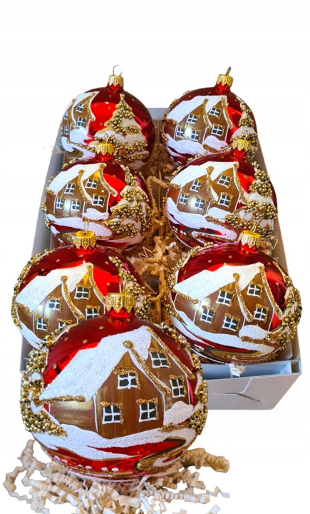 Vánoční Baňky Vánoční Skleněné Dekorované 10 cm.