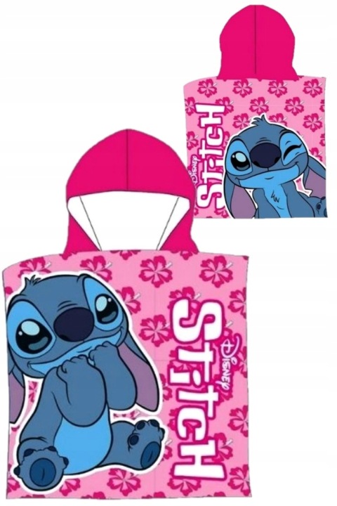 Пончо рушник швидковисихаючий капюшон для купання Stitch Мікрофібра 50x100 см