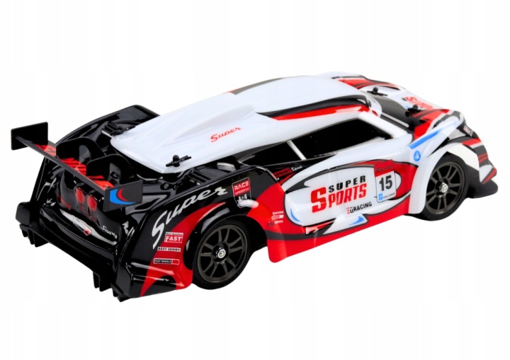 Авто спортивне RC 1:16 Дрифт Змінні Колеса Біло-червоні — фото 3