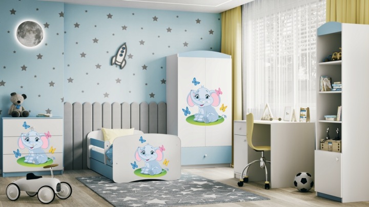Ліжко babydreams синє слоник з шухлядою матрац кокосовий 180/80 — фото 6