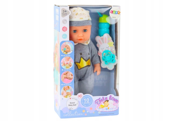 Лялька bobas в сірої піжамці що пісяє пляшка Lean Toys 375x205 мм — фото 3