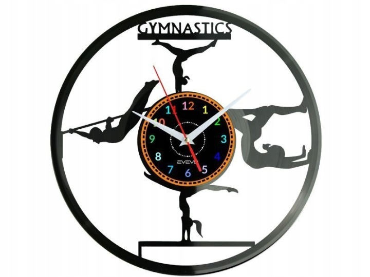 Hodiny Gymnastika Nástěnné hodiny Vinylová deska Moderní Dárek