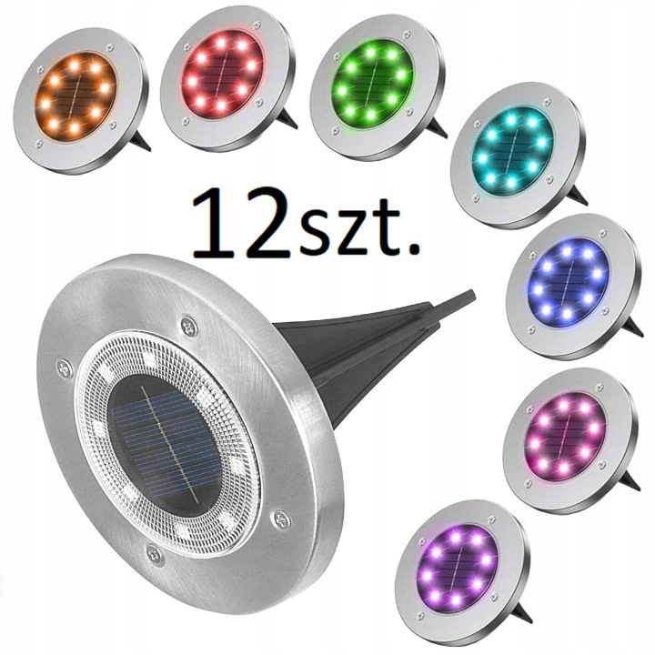 Lampa zahradní zapichovací solární, barevná, Rgb, 12 ks