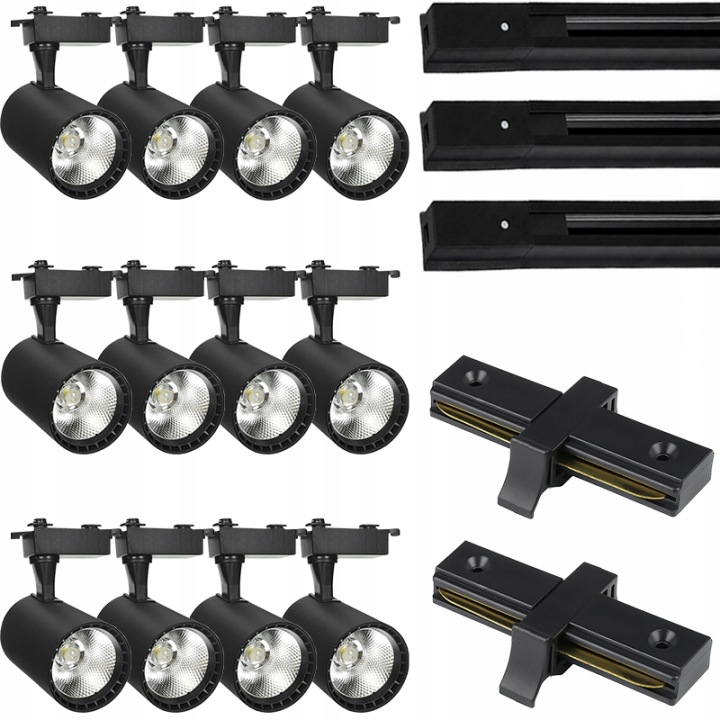 12 X Led Kolejnicový Reflektor S Nastavitelným Stropním Svítidlem Kabel