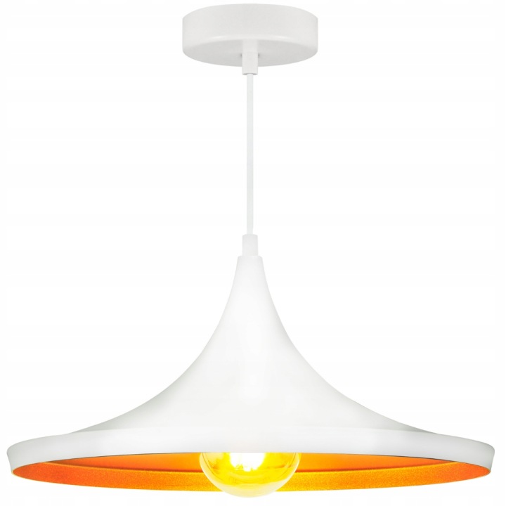Závěsná lampa bílá zlatá, kulatá, moderní, nad stůl 36 cm Polux