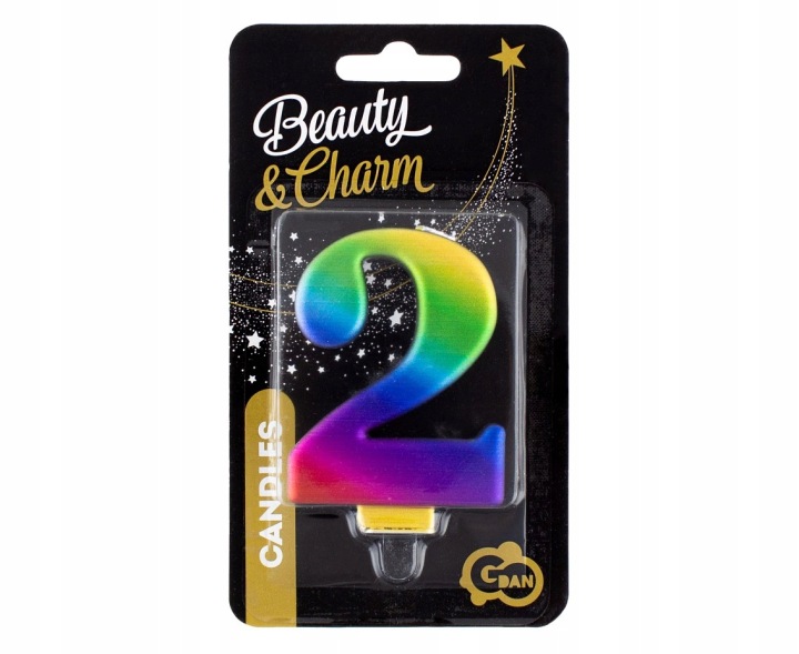 Свічка цифра 2 BEAUTY&CHARM GALAXY 8 см