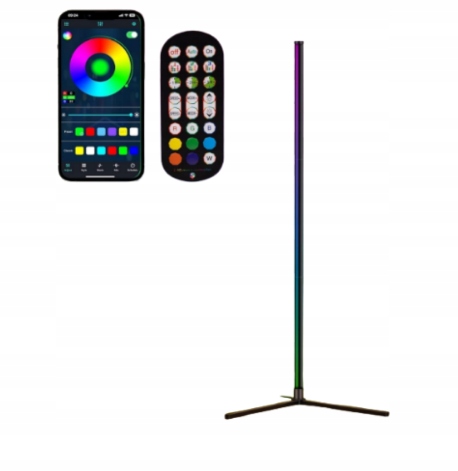Led podlahová lampa Riyo rohová Rgb stojací lampa s aplikací a dálkovým ovládáním