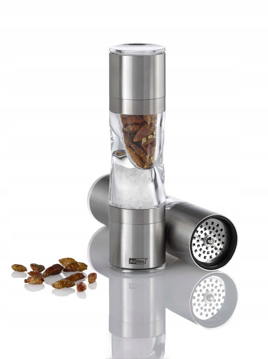 Kráječ a mlýnek DuoSpice mini, nerezová ocel/akryl 15 cm