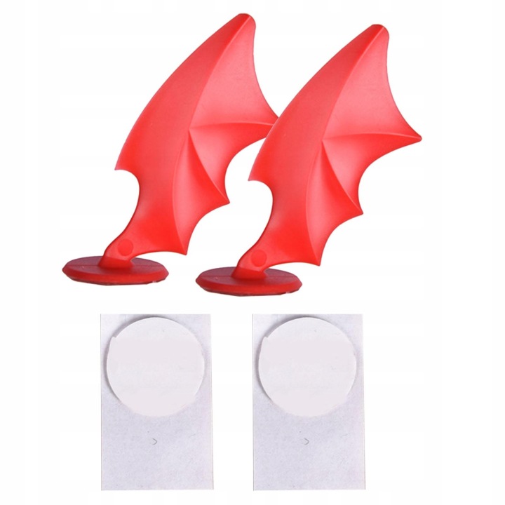 2 Count шолом Декорація Наклейка Devil Horn Дизайн, Full of Wing Червоний — фото 3