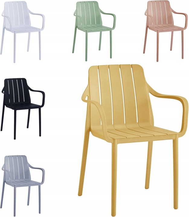 Zahradní židle plastová žlutá, pevná, stohované, Uv, balkon, terasa