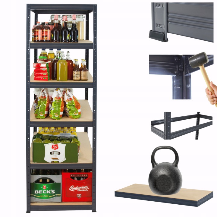 Kovový skladový regál Premium Helios 213x60x60 cm 6Px175 kg Pevný