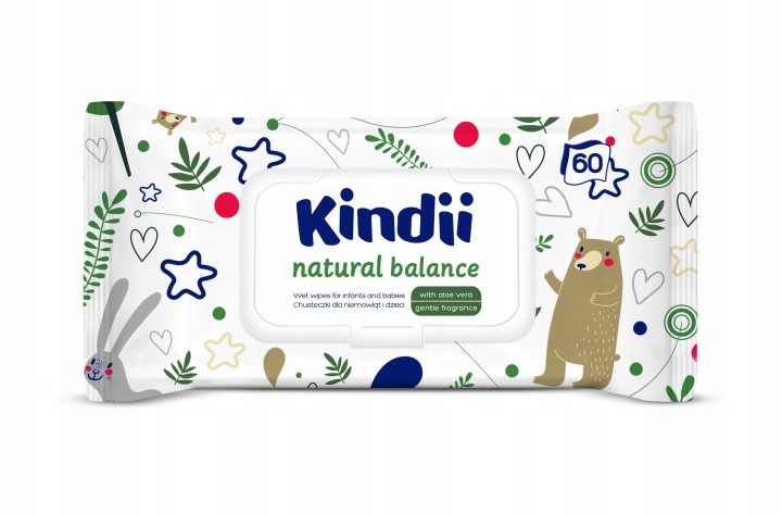 Kindii Серветки вологі Natural Balance для дітей і немовлят, 1 x 60