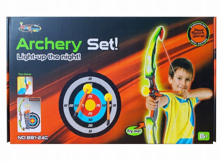Glowing Bow LED Archery Set Arrows Target Kid's age 6+ years