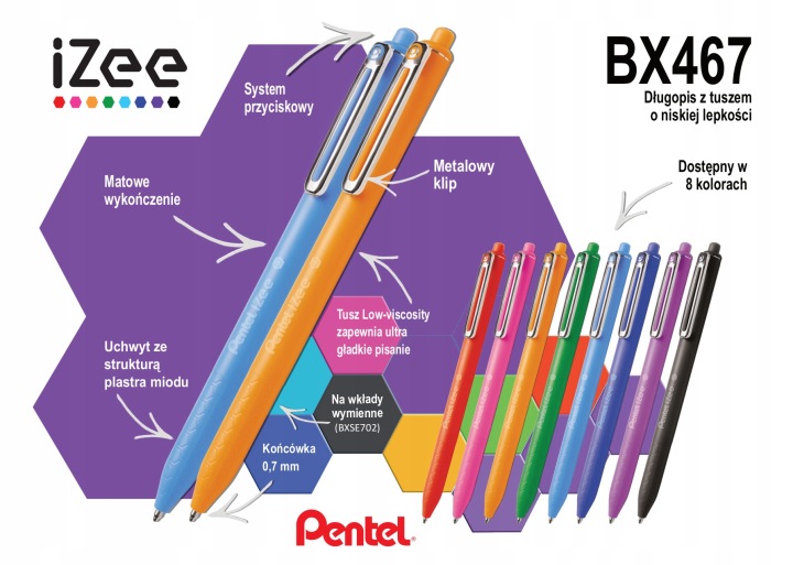 Ручка автоматична IZEE BX467 0,7 мм PENTEL червоний — фото 5