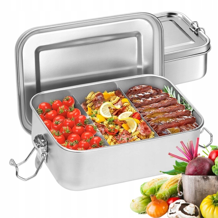 Obědový box 850 ml nerezová ocel 304 s 2 vyjímatelnými přihrádkami
