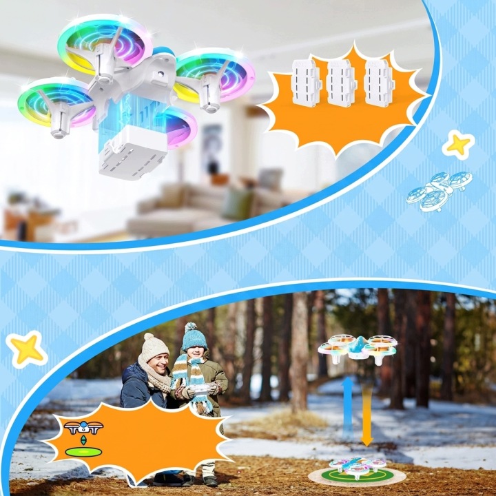 RC міні дрон для дитини квадрокоптер з LED іграшка дистанційно керований 360° — фото 2