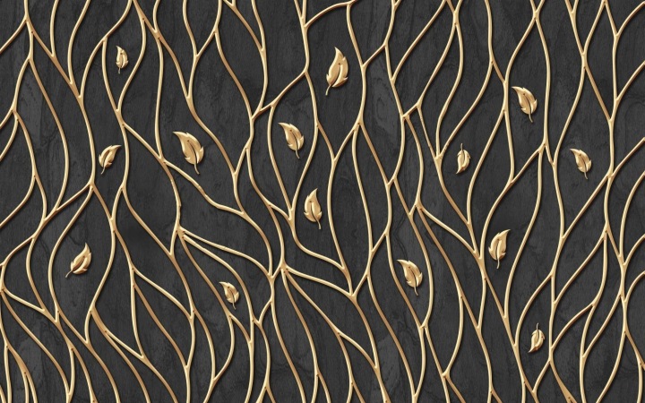 Magnetická maskovací podložka na radiátor Zlaté listy 60x100 cm