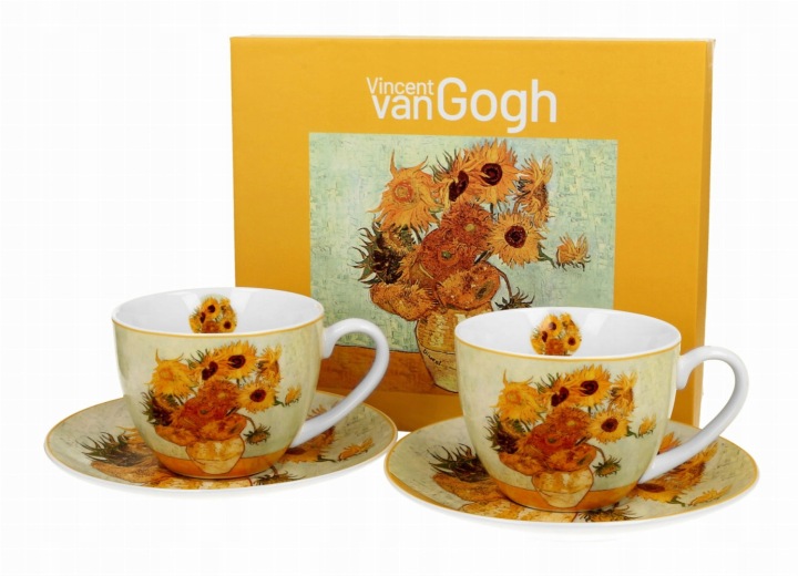2 šálky na kávu a čaj Gogh porcelán s květinami