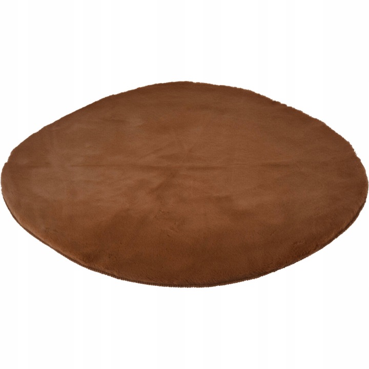 Koberec Kulatý Koberec Z Umělé Kožešiny Tmavě Hnědý do obývacího pokoje Průměr 80 CM