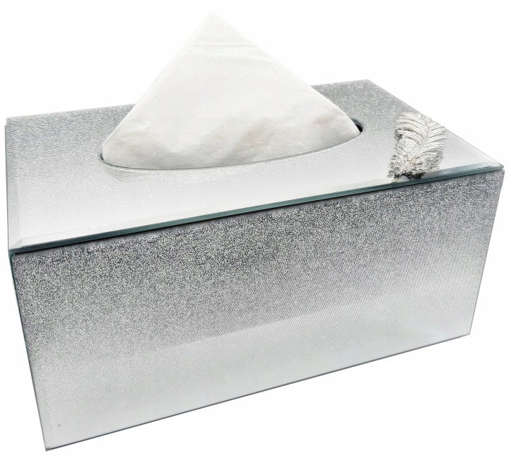 Krabička Na Ubrousky zrcadlový zásobník Glamour pírko 22x13x1 cm stříbrný YR026