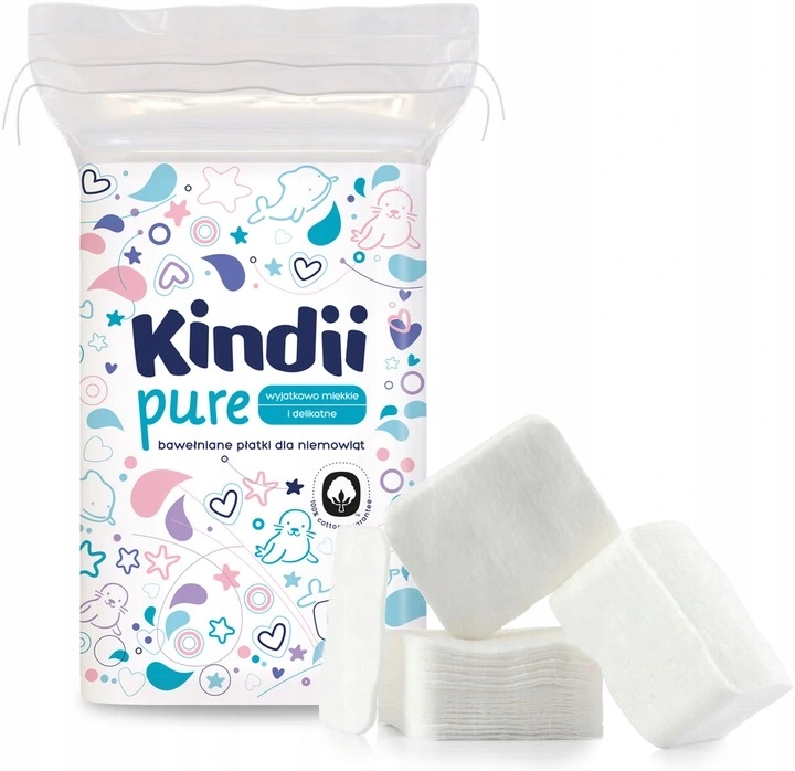 Пластівці Kindii Косметичні для Немовлят Набір Baby Pure Бавовна 9x60 шт. — фото 8