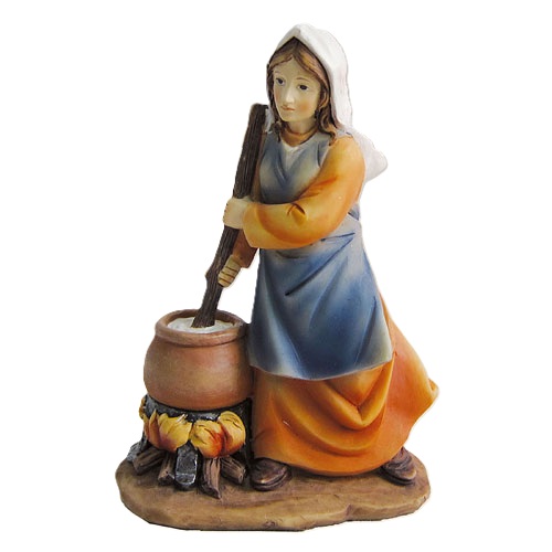 Figura na zdobení Betlému „Žena u ohně“ pro postavy o výšce 19 Cm