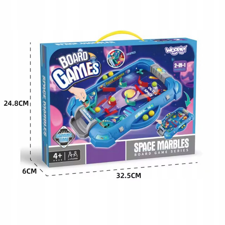 GRA ZRĘCZNOŚCIOWA BOARD GAME PLANSZOWA FLIPPER KOSMICZNA 2w1 PINBALL WOOPIE Minimalna liczba graczy 2