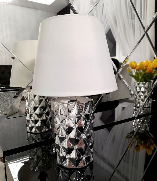 noční lampa stříbrná dekorativní stolní lampa do obývacího pokoje, ložnice, glamour