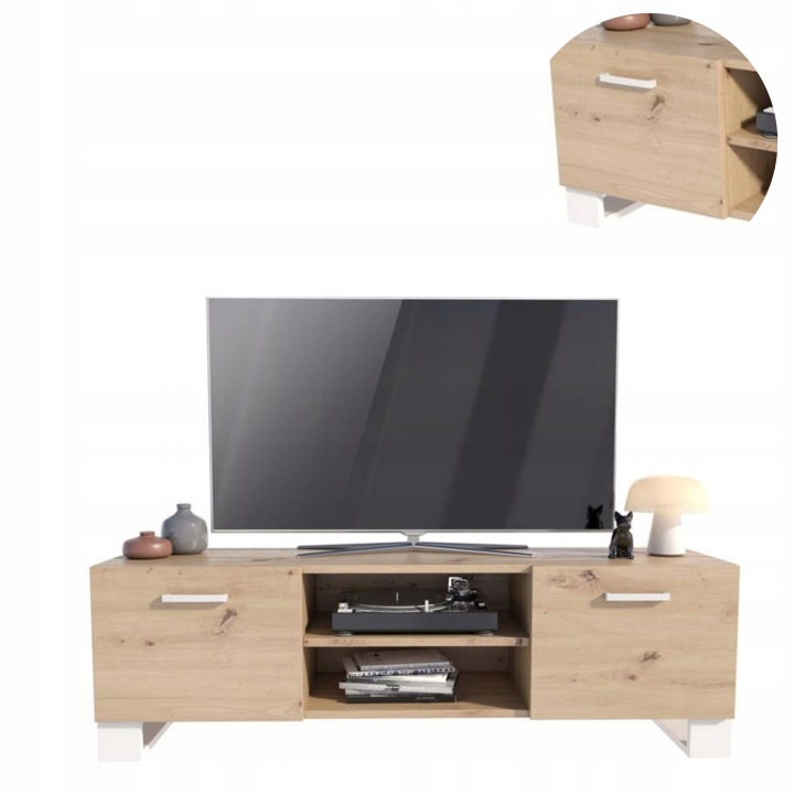 Rtv skříňka Klara 150 cm artisan-bílý stolek pod televizor, prostorná komoda