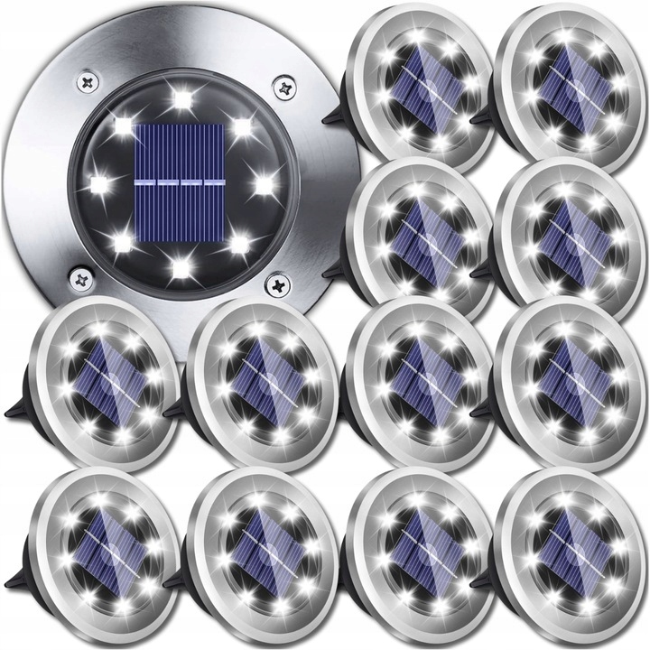12 x Solární Zahradní Světla Senzor Soumraku Zemní Zapichovací Svítící Led